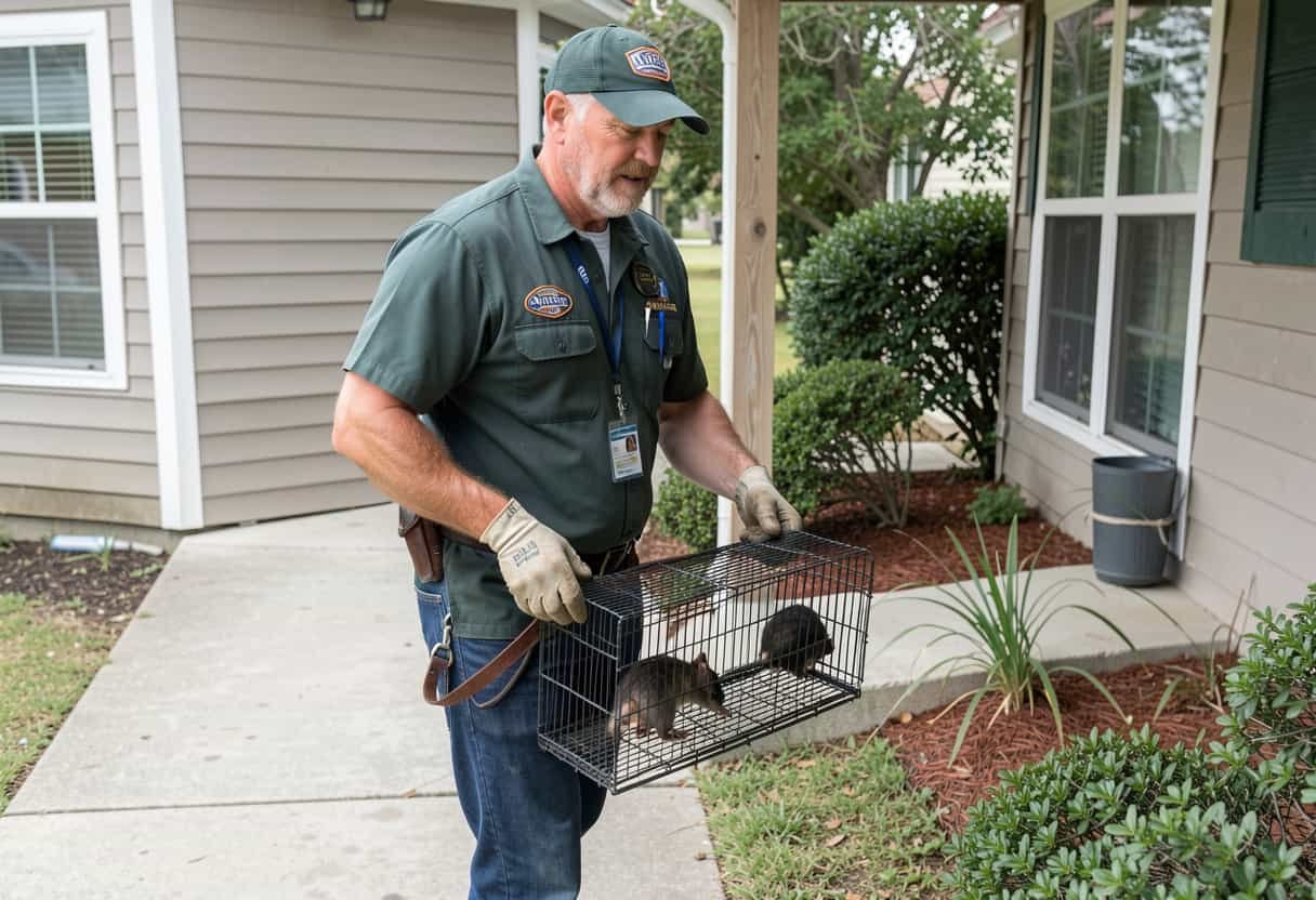 Wildlife standing in an open field near a tree line
